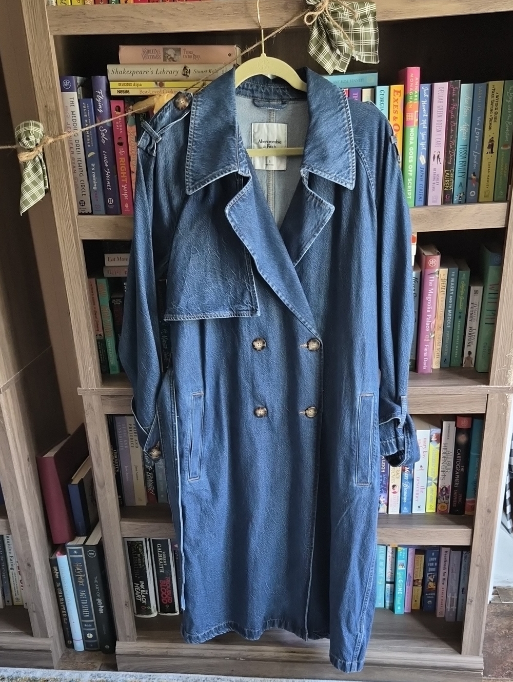 Abercrombie & Fitch Blue Double-Breasted Trench Coat